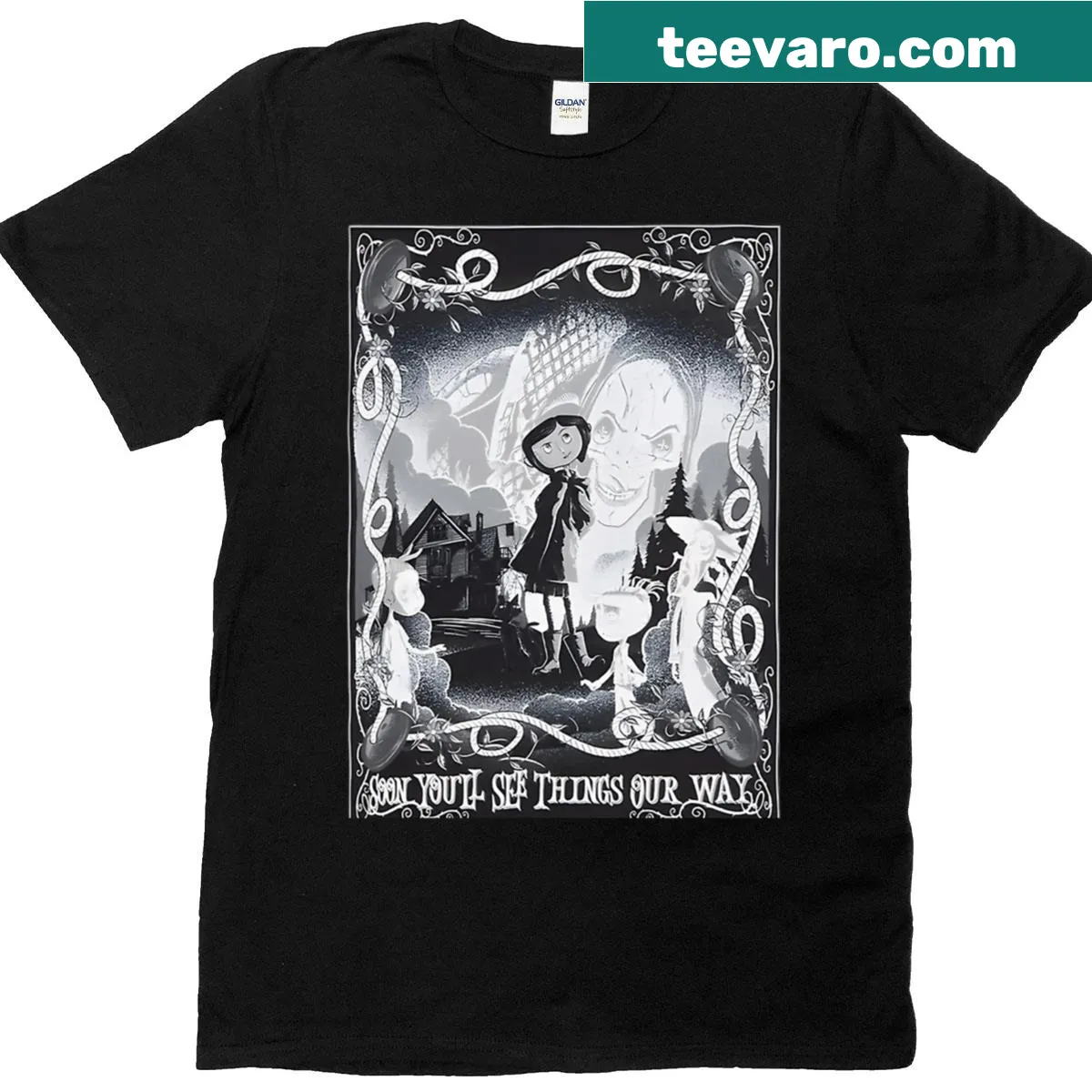 Vintage cartoon Halloween t-shirt featuring funny horror-themed graphics — on a men's t-shirt
