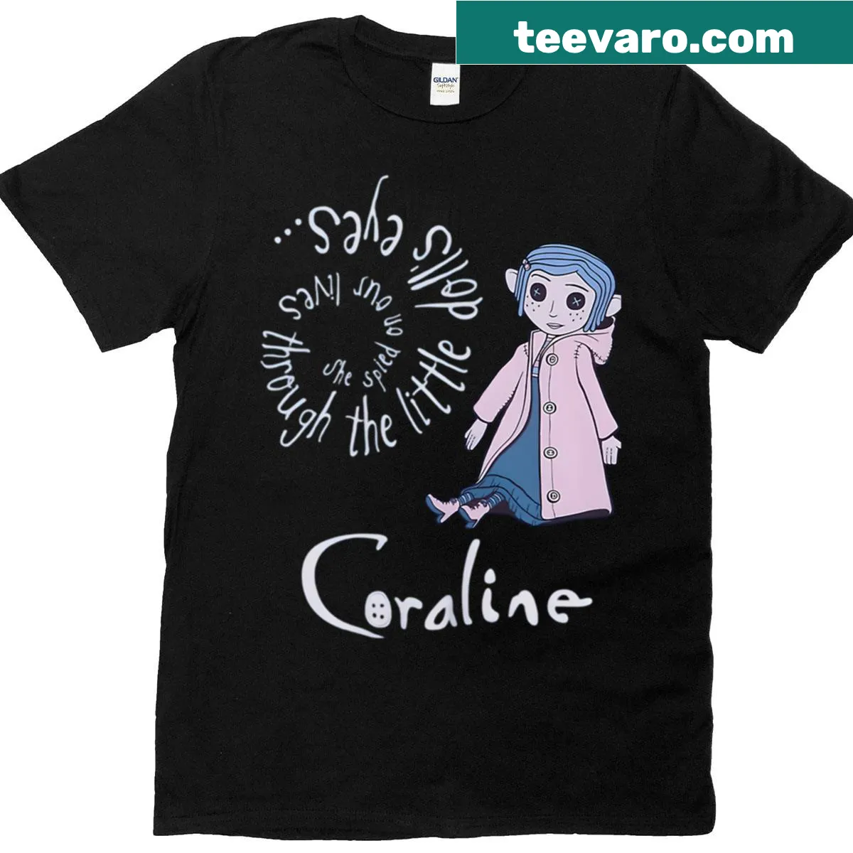 Funny Halloween cartoon design featuring a vintage girl — on a men's t-shirt