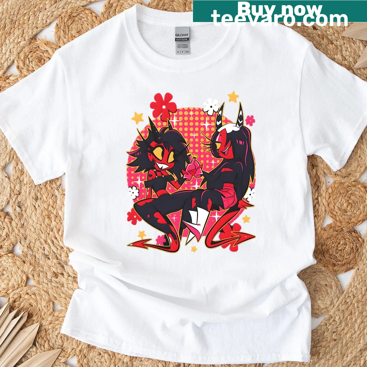 Cartoon-style graphic combining horror movie elements with vintage charm — on a men's t-shirt