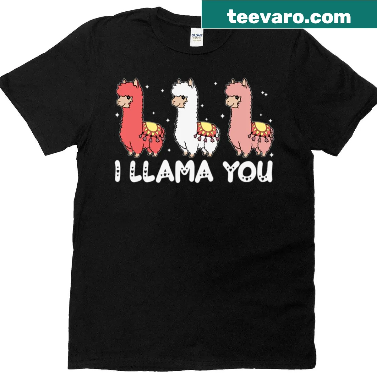 Cute t-shirt with a funny llama graphic and pun 'I Llama You' — on a men's t-shirt