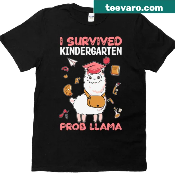 Cute llama graphic with text about surviving kindergarten