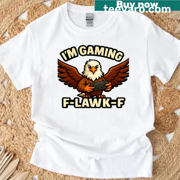 Funny gamer t-shirt with eagle graphic and play on words