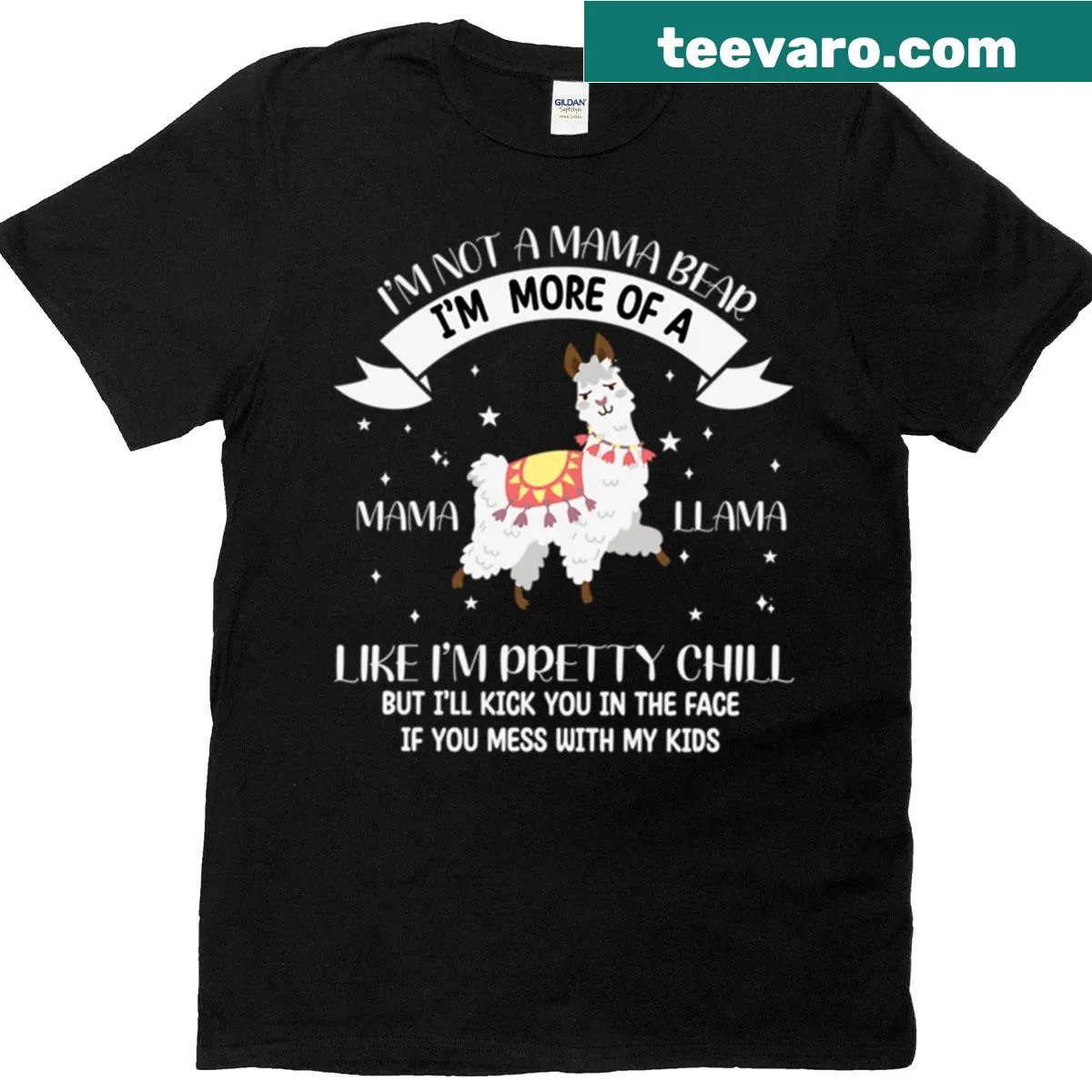 Funny mom t-shirt featuring 'I'm Not A Mama Bear, I'm More of a Mama Llama' — on a men's t-shirt