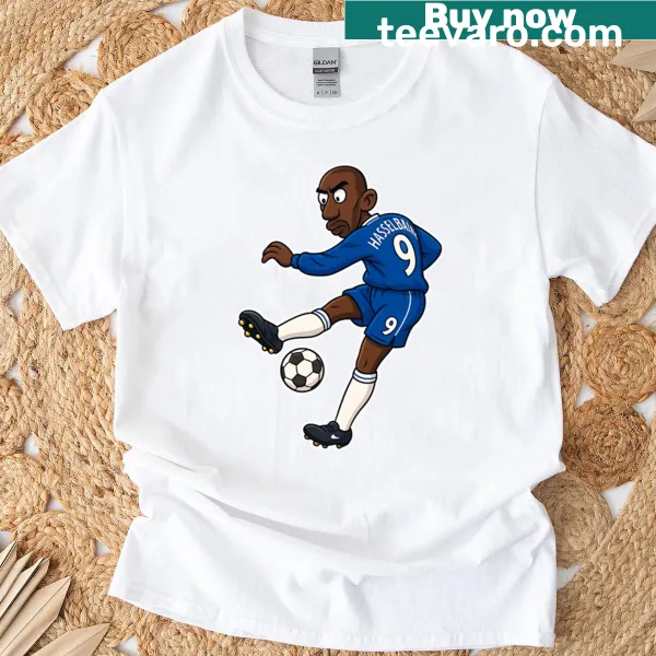 Illustration of Jimmy Floyd Hasselbaink on a T-shirt