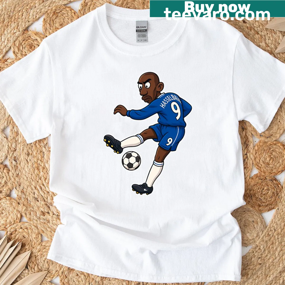 Illustration of Jimmy Floyd Hasselbaink on a T-shirt — on a men's t-shirt