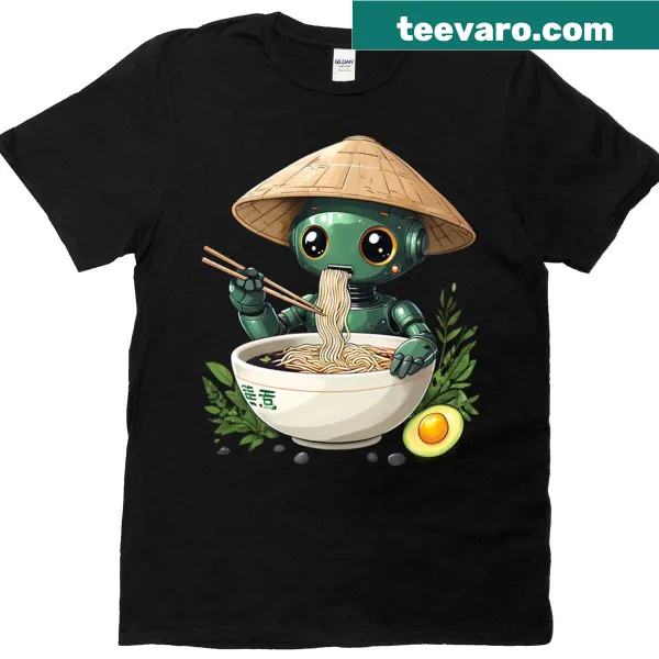 Kawaii robot holding a bowl of ramen