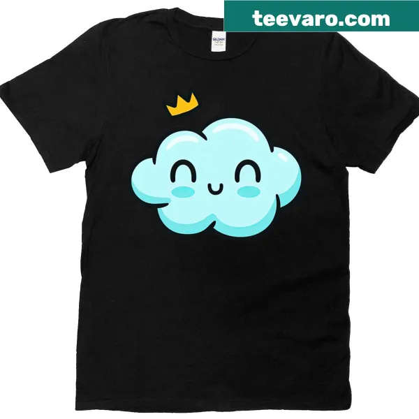 Kawaii smiling cloud with crown illustration on a T-shirt