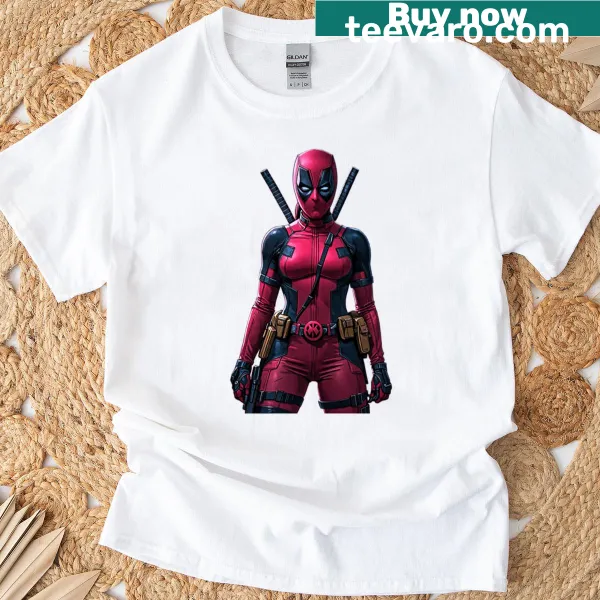Illustration of Lady Deadpool on a stylish t-shirt