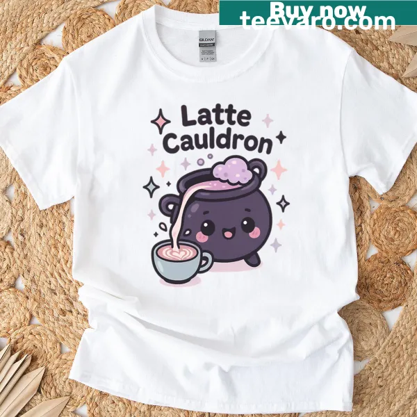 Kawaii oversized t-shirt with a cauldron latte design