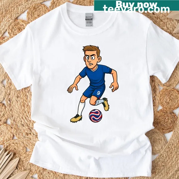 Illustration of Liam Delap on a T-shirt