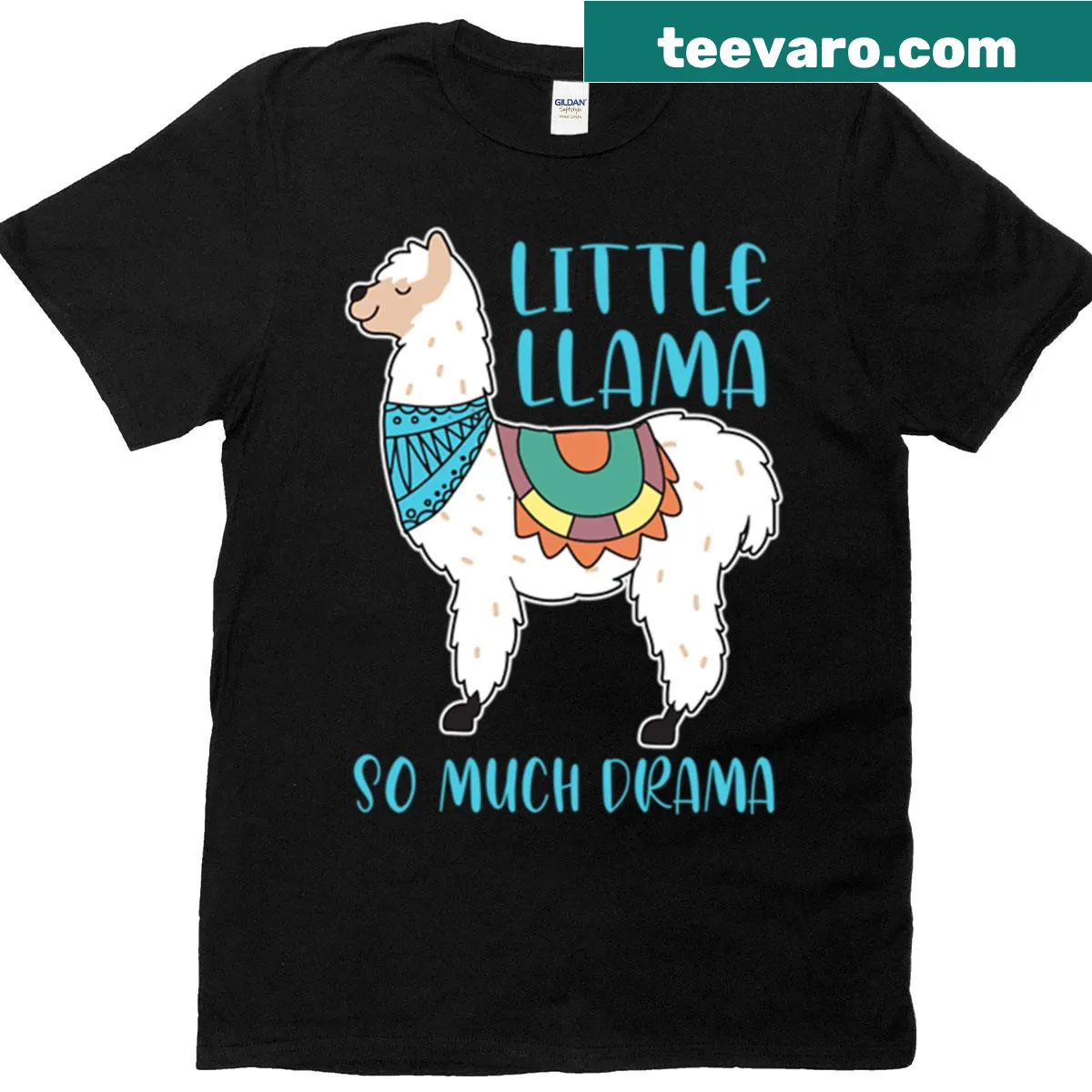 Funny t-shirt featuring a cute llama with the text 'So Much Drama' — on a men's t-shirt