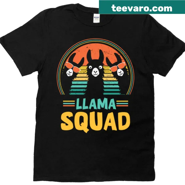 Oversized t-shirt featuring a fun graphic of llamas and the text 'Llama Squad'