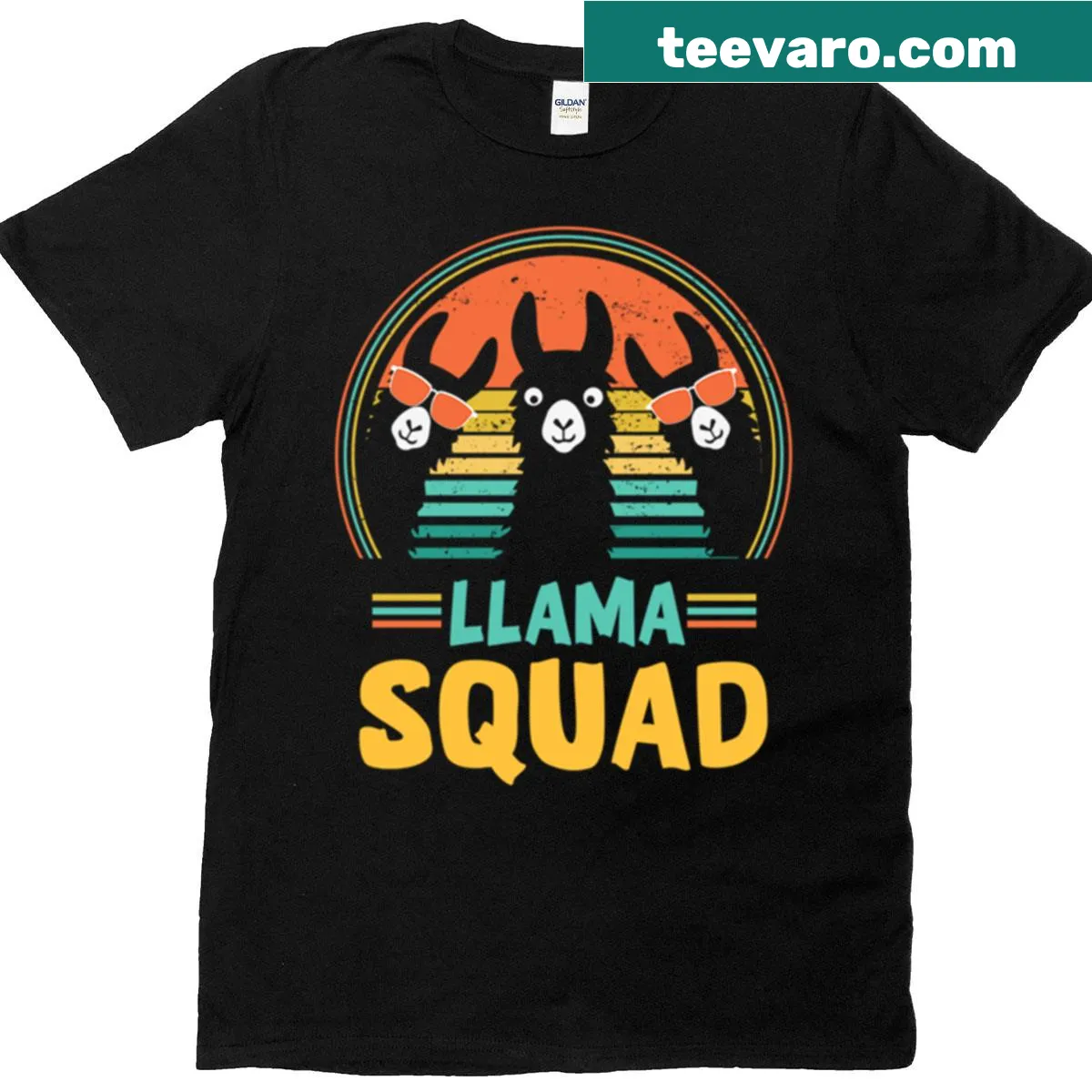 Oversized t-shirt featuring a fun graphic of llamas and the text 'Llama Squad' — on a men's t-shirt