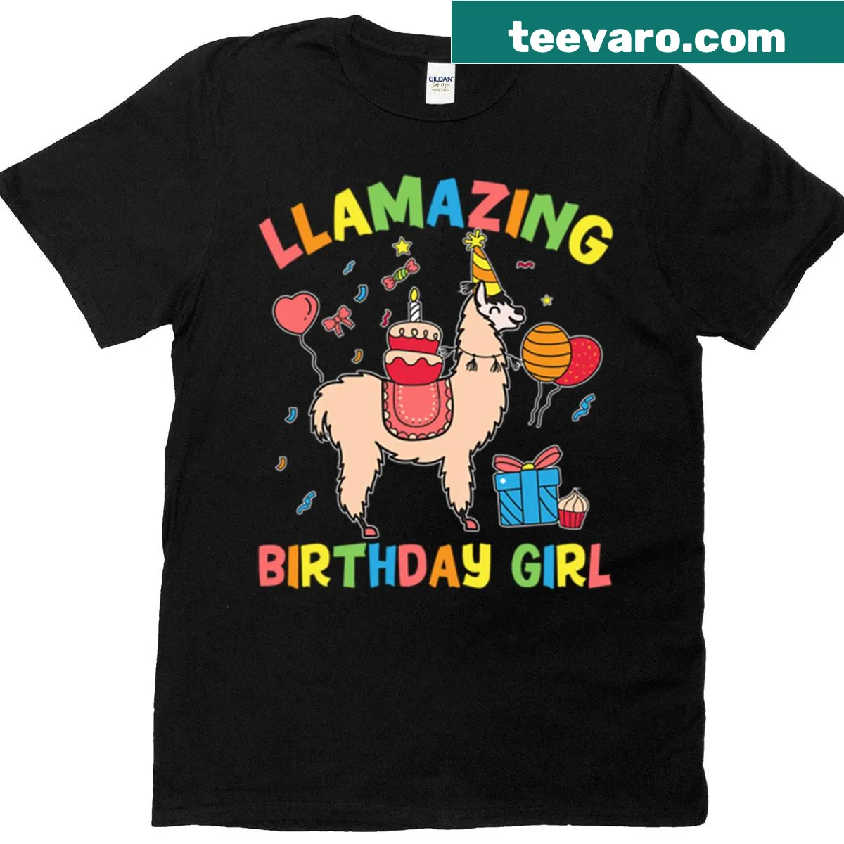 Funny text graphic 'Llamazing Birthday Girl' on a T-shirt — on a men's t-shirt