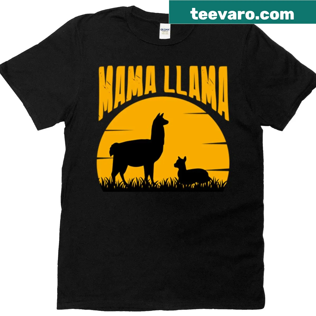 Cute t-shirt featuring a mama llama illustration — on a men's t-shirt