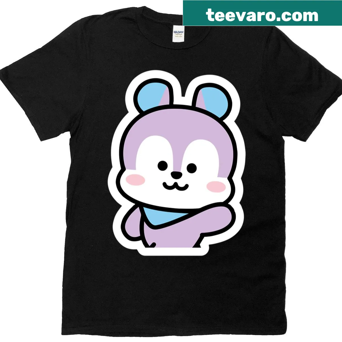 Cute Mang character t-shirt from BT21 — on a men's t-shirt