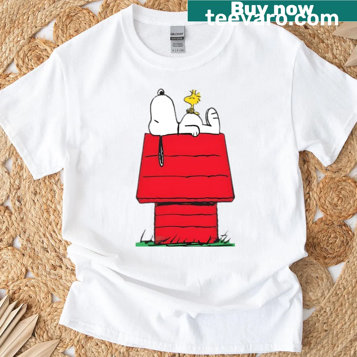 Cute cartoon dog exuding positive vibes on a vintage T-shirt — on a men's t-shirt