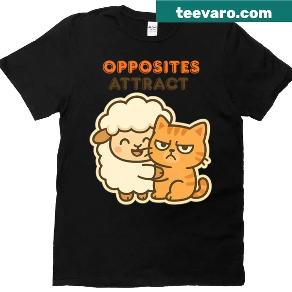 Cute sheep and grumpy cat design on a t-shirt for animal lovers