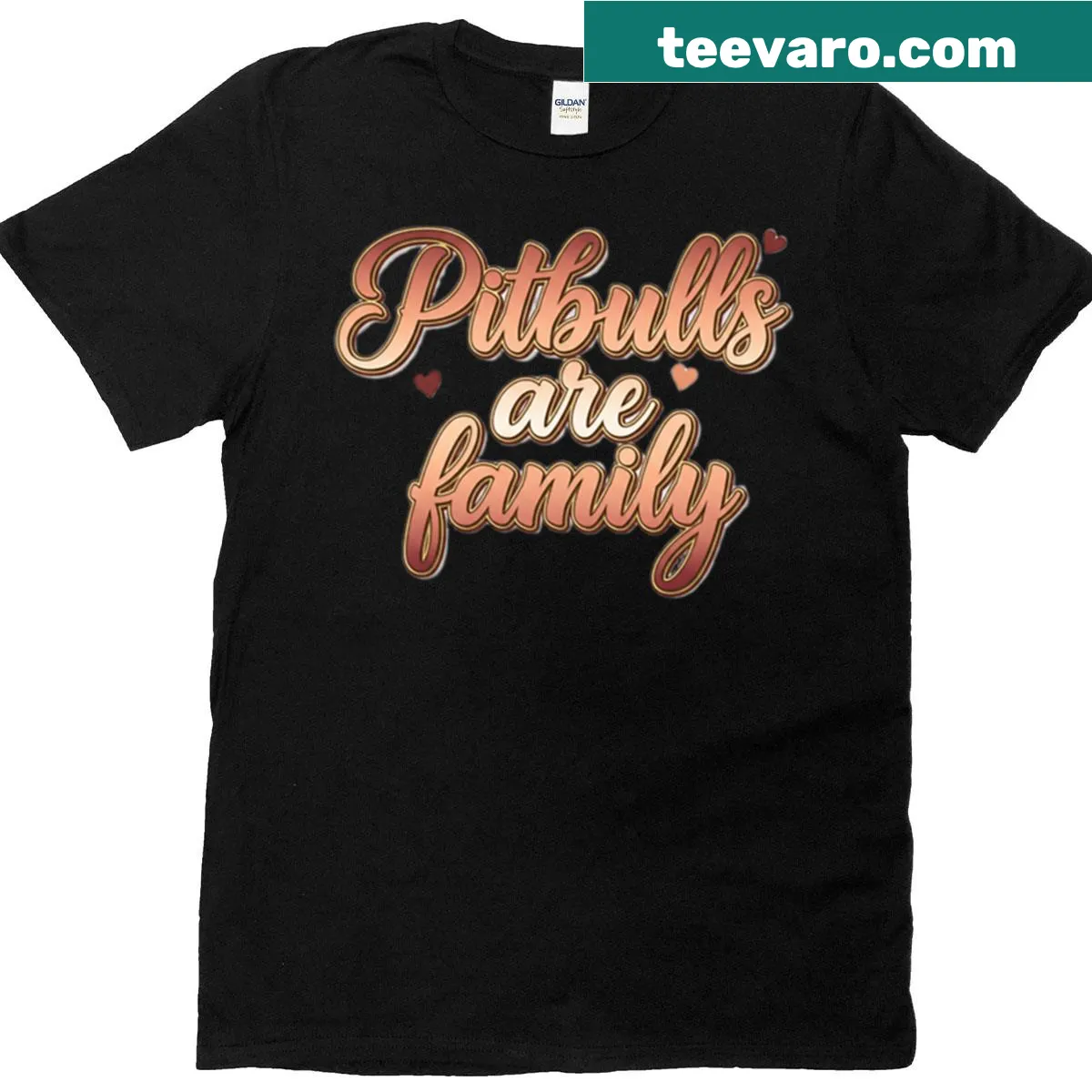 Oversized T-shirt with 'Pitbulls Are Family' text — on a men's t-shirt