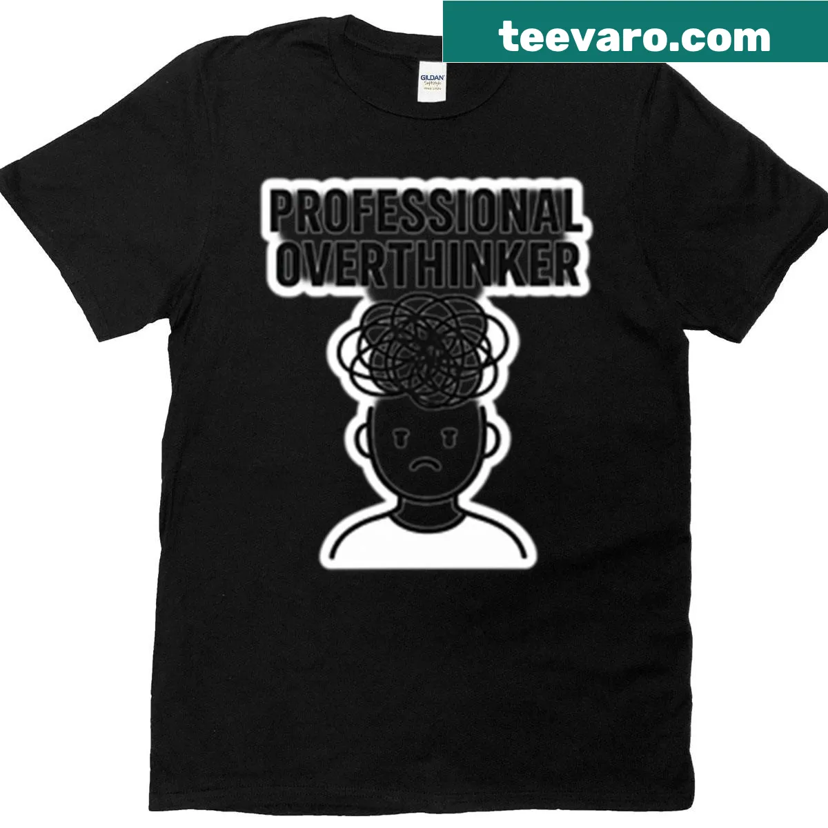 Oversized T-shirt with 'Professional Overthinker' typography design — on a men's t-shirt