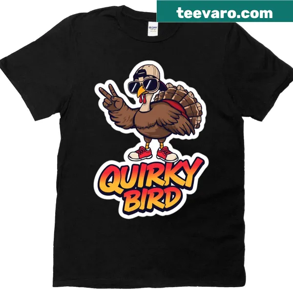T-shirt featuring a quirky cartoon turkey design