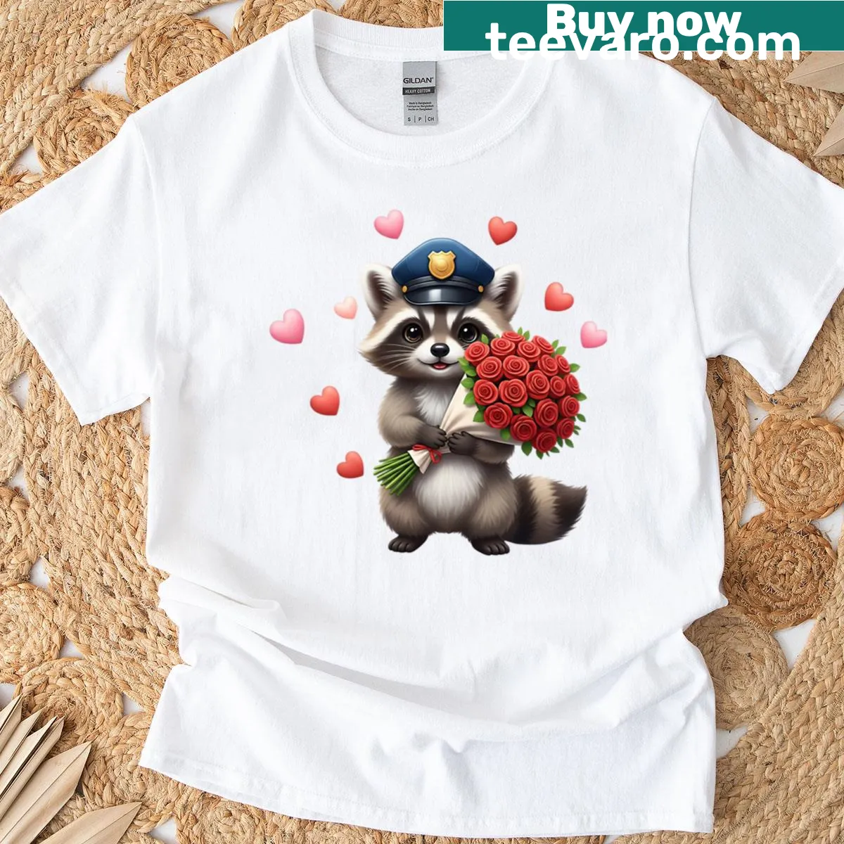 Cute raccoon illustration on a tri-blend t-shirt — on a men's t-shirt