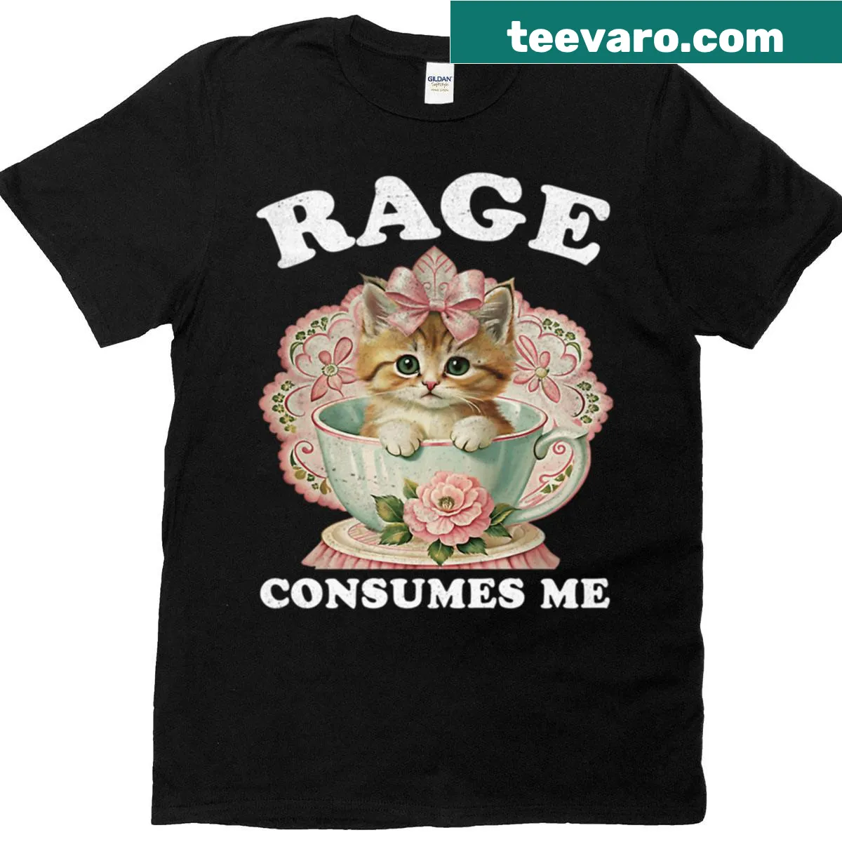 Funny kitten rage meme design on a t-shirt for cat lovers — on a men's t-shirt