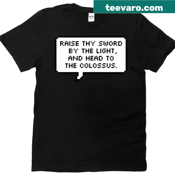 Oversized T-shirt with pixel art colossus and speech bubble design