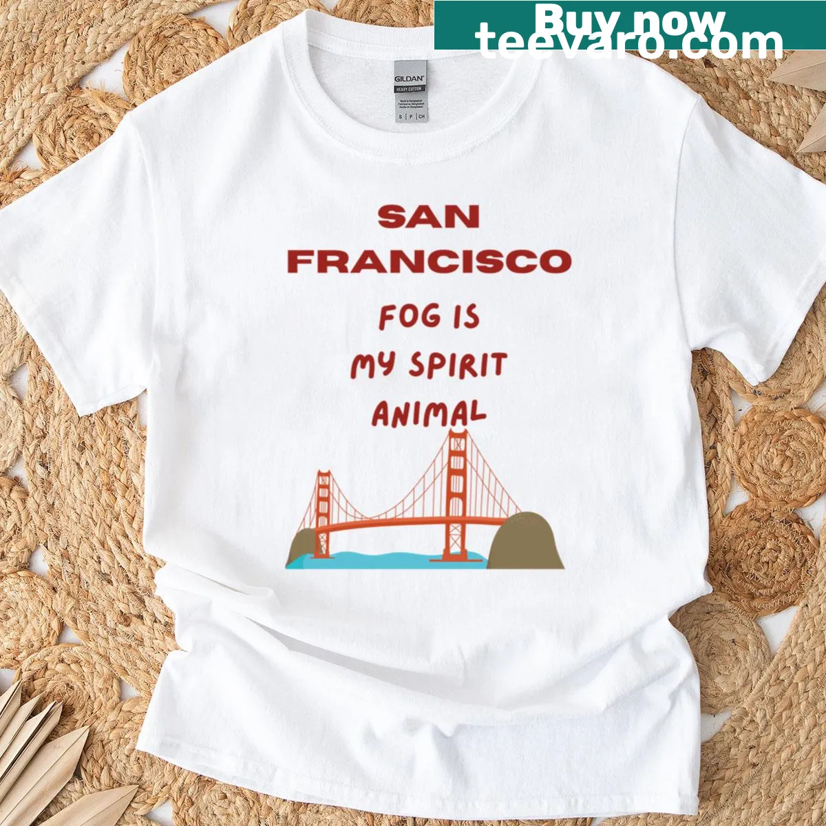Typographic design featuring 'Fog Is My Spirit Animal' text — on a men's t-shirt