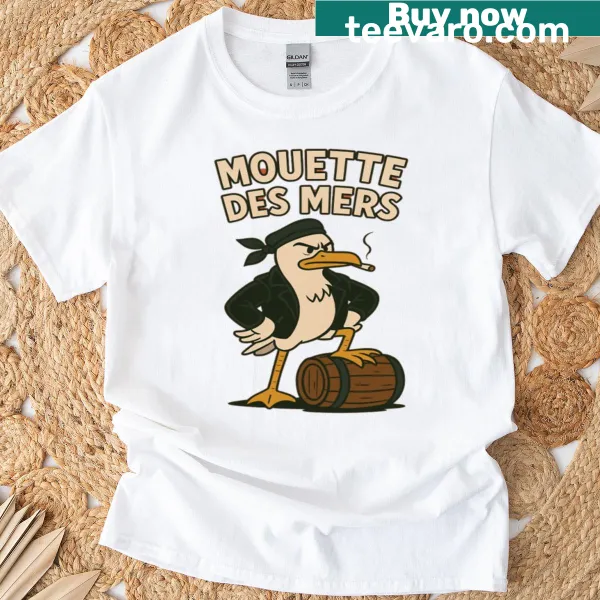 Retro comic-style seagull in gangster attire on a t-shirt
