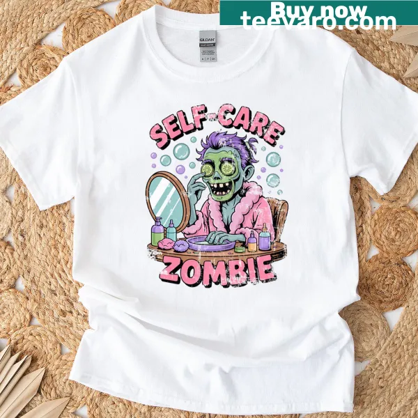 Cute zombie graphic enjoying a spa day