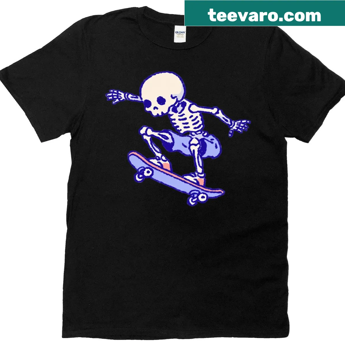 Cartoon skeleton skateboard illustration on t-shirt — on a men's t-shirt