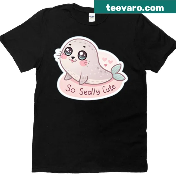 Kawaii baby seal cartoon design t-shirt