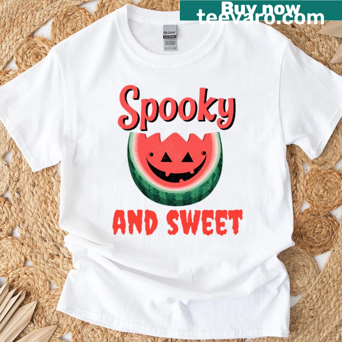 Cute Halloween-themed graphic blending spooky and sweet elements — on a men's t-shirt