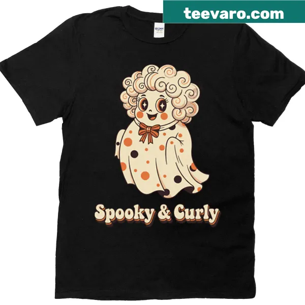 Cartoon ghost design on a boxy t-shirt for Halloween