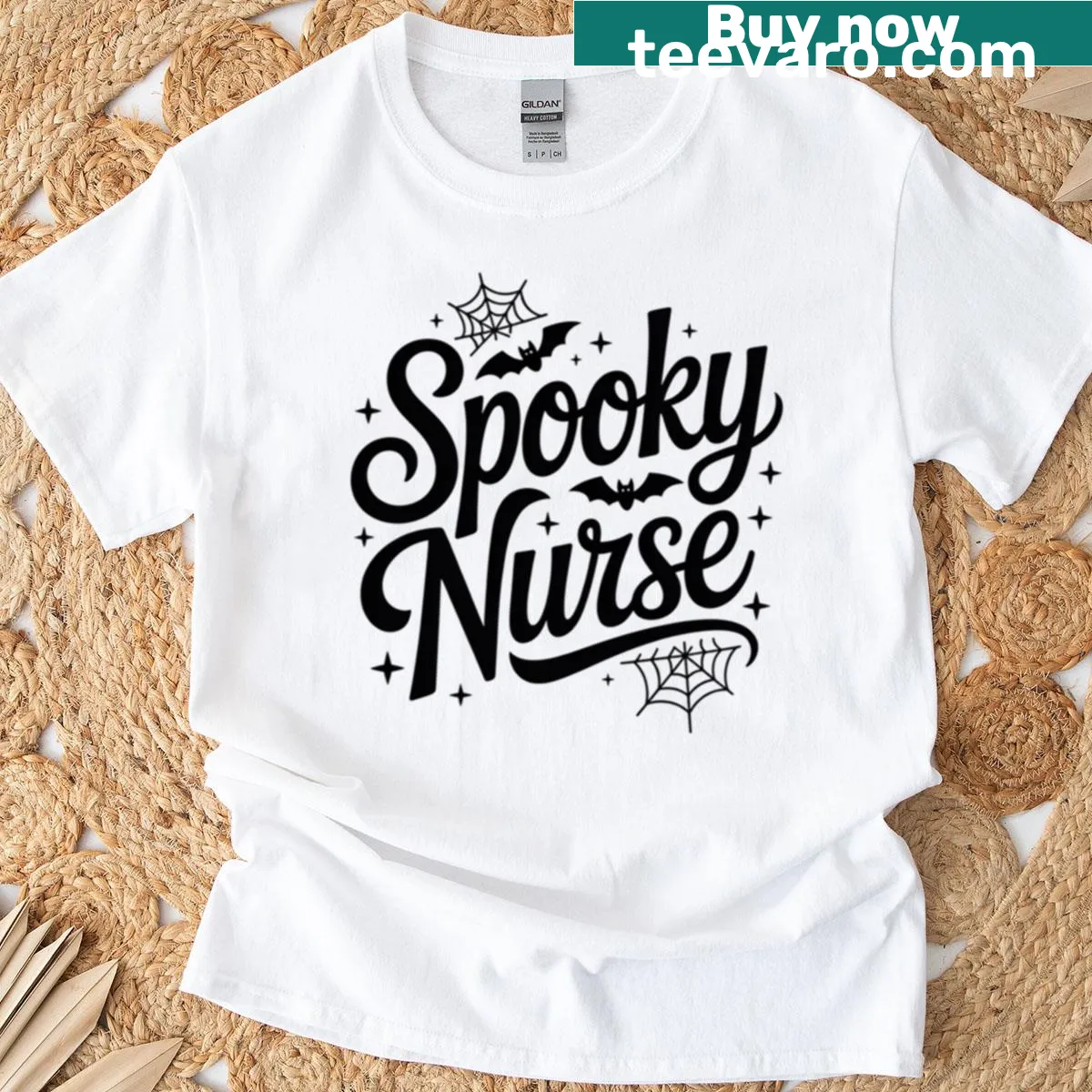 Funny spooky nurse Halloween t-shirt design — on a men's t-shirt