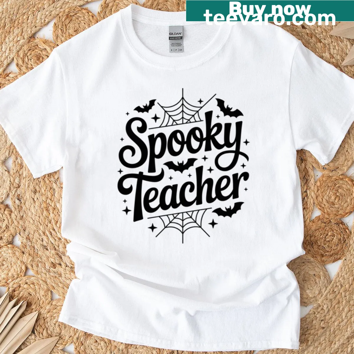 Funny Halloween design for teachers featuring spooky elements — on a men's t-shirt