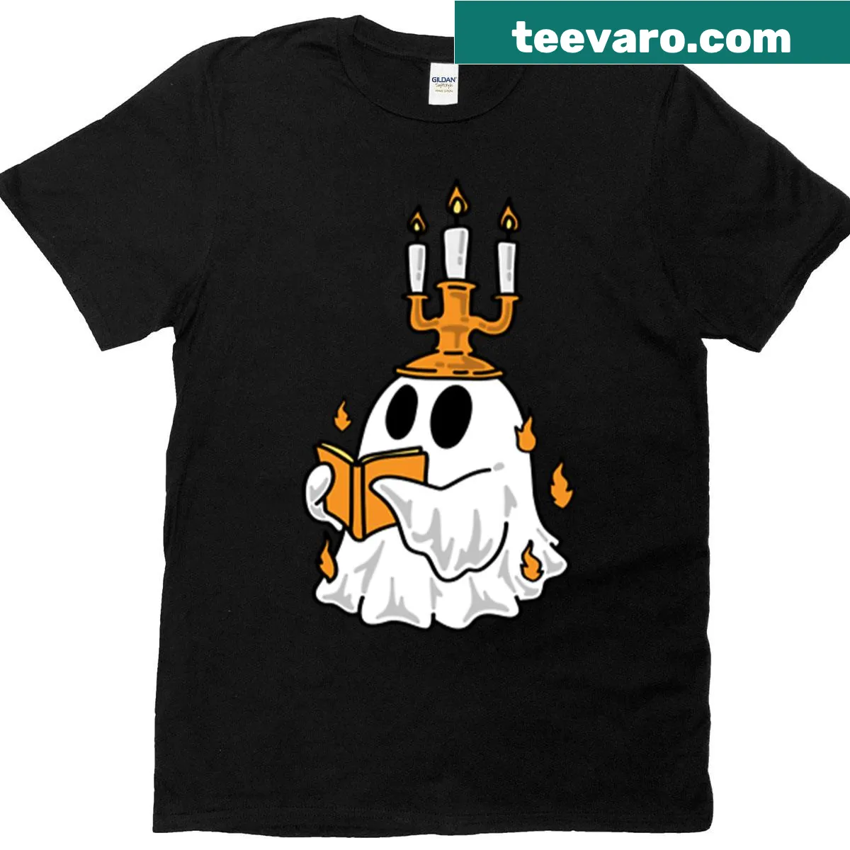 Oversized T-shirt with a cute ghost design for Halloween — on a men's t-shirt