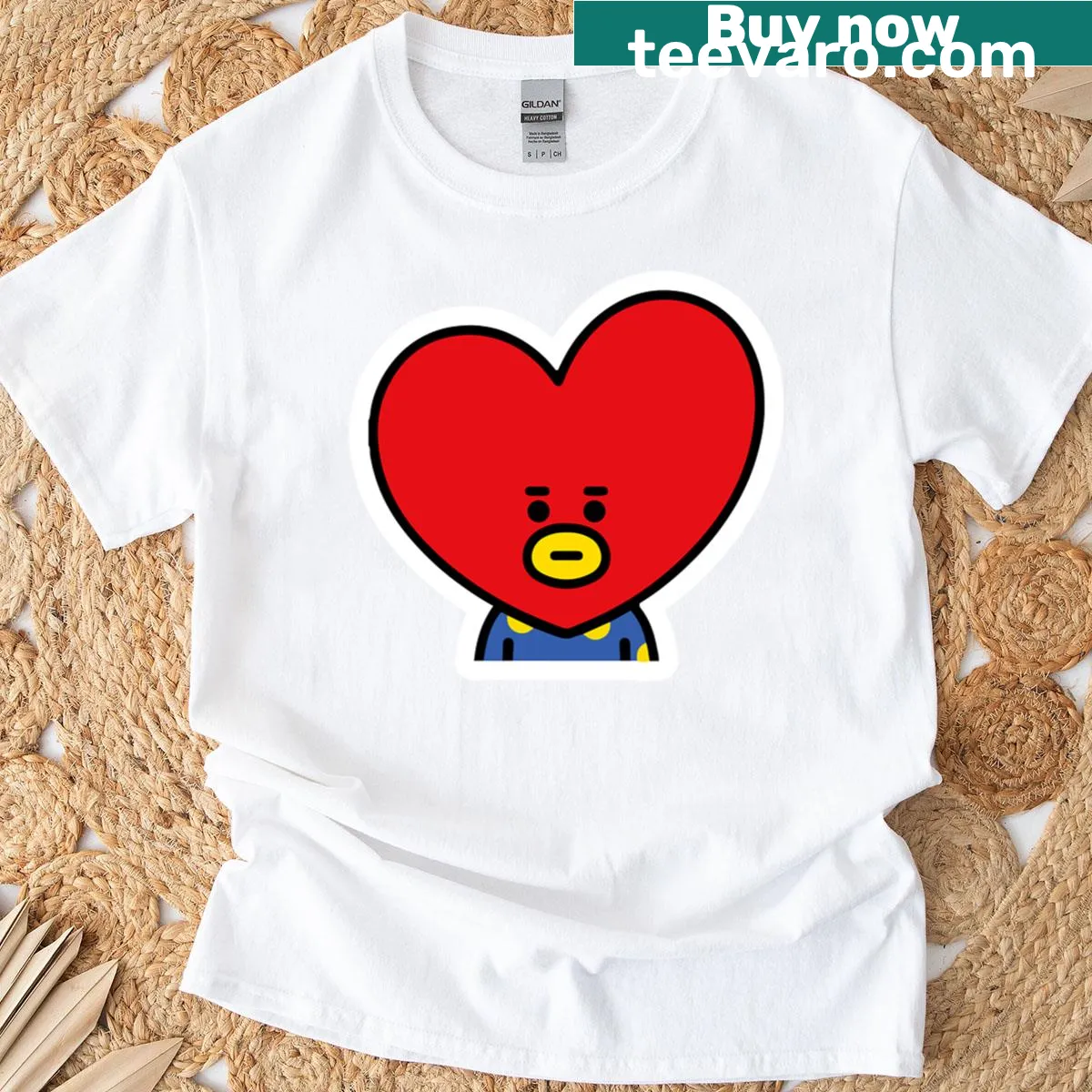 T-shirt featuring Tata from BT21 in a playful graphic design — on a men's t-shirt