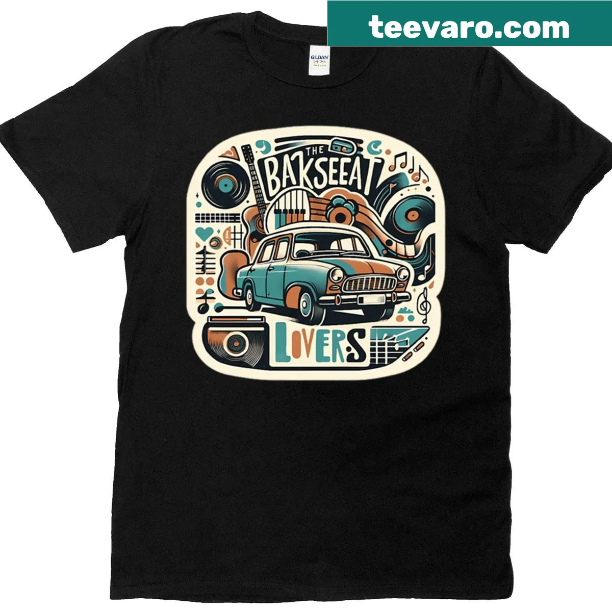 Typography design featuring The Backseat Lovers lyrics on a t-shirt. — on a men's t-shirt