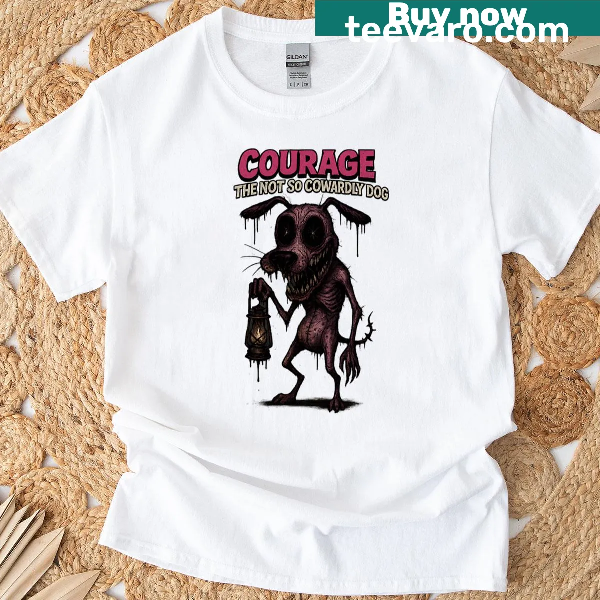 Cartoon illustration of a brave dog from classic animation — on a men's t-shirt