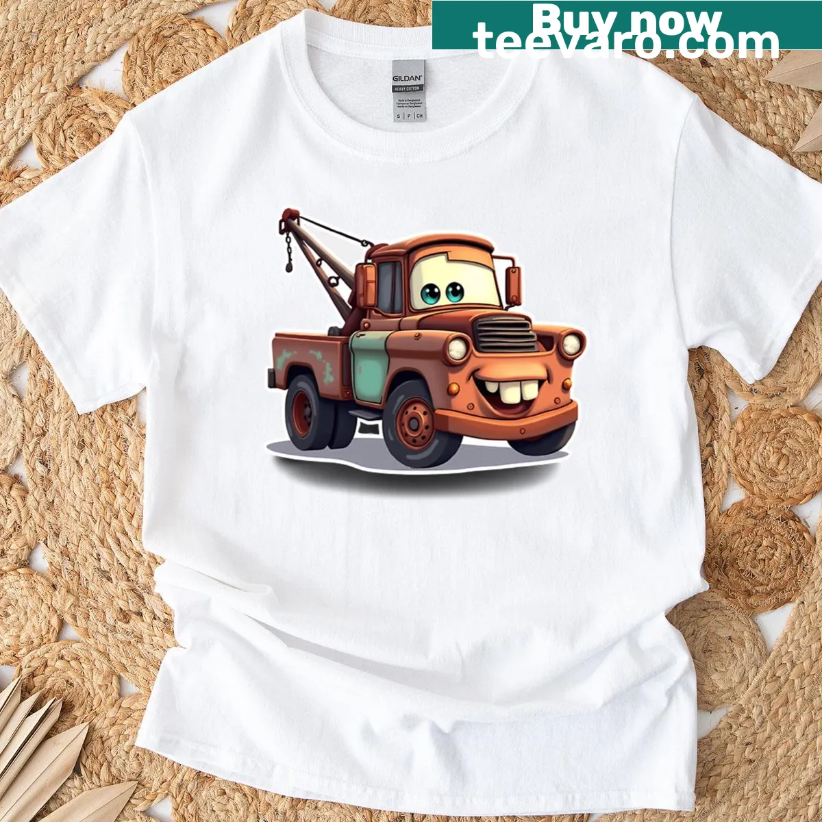 Cartoon truck inspired by animated character on a t-shirt — on a men's t-shirt