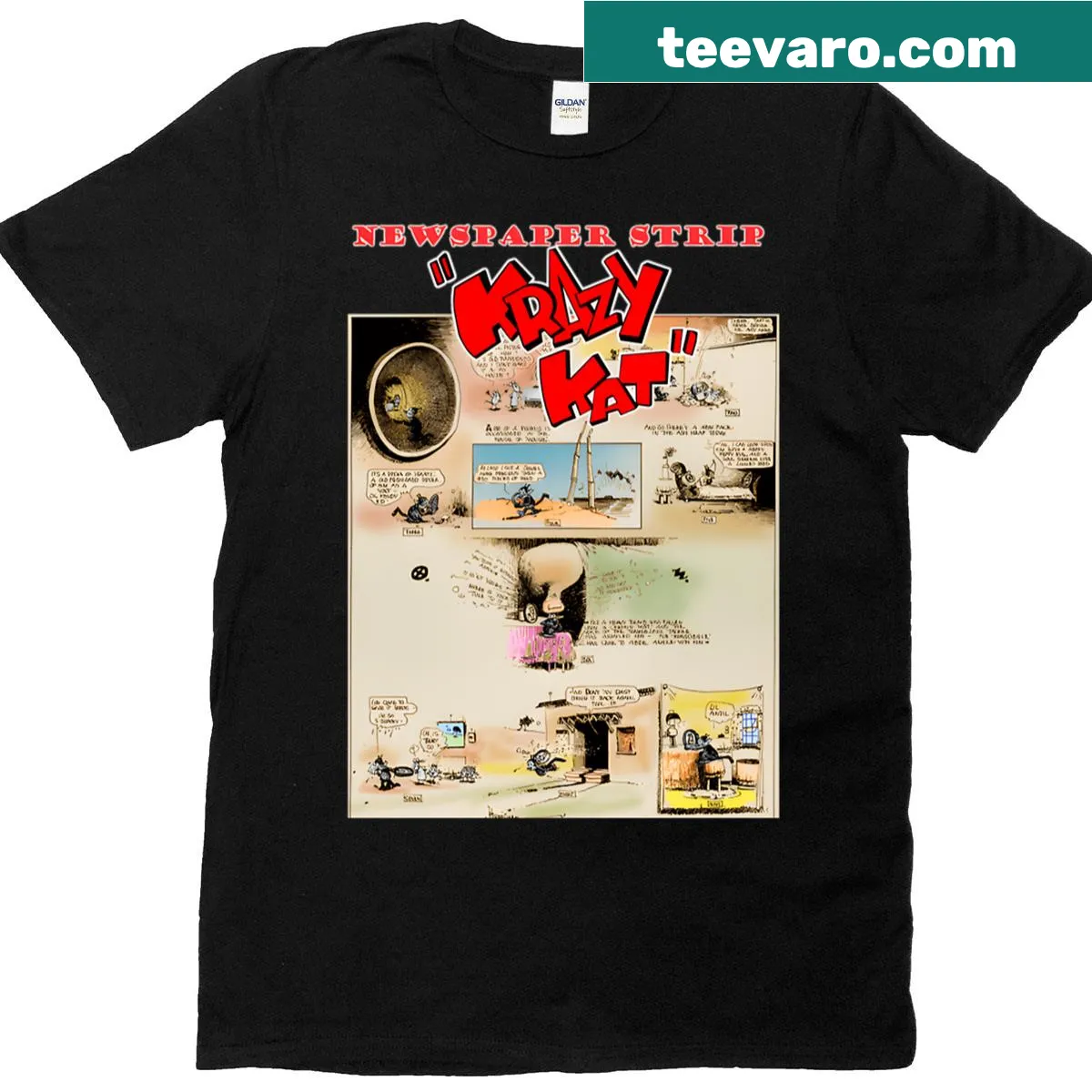 Vintage style T-shirt featuring a funny cartoon cat reading a book — on a men's t-shirt