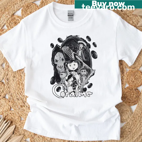 Vintage Halloween T-shirt with cartoon girl and spooky elements