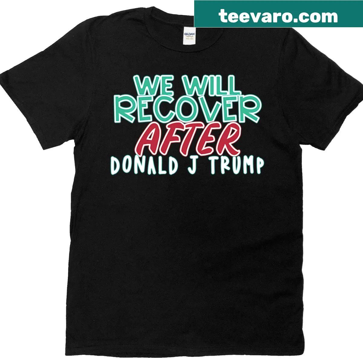Sarcastic political statement t-shirt about recovery after Trump — on a men's t-shirt
