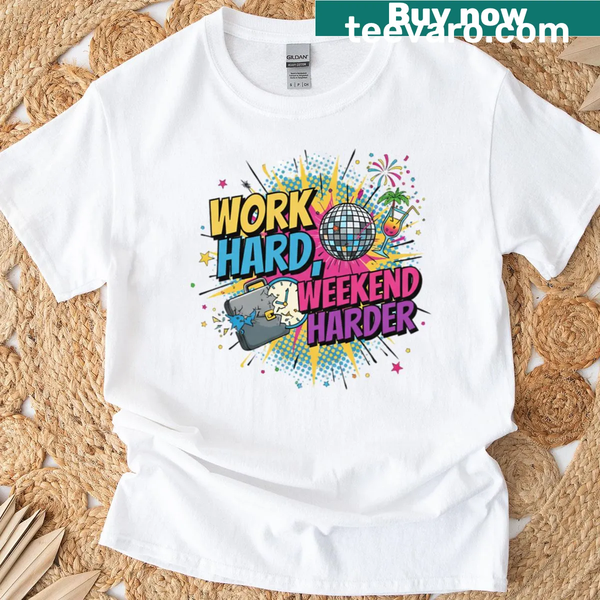 Oversized T-shirt with 'Weekend Warrior' graphic for relaxed wear. — on a men's t-shirt