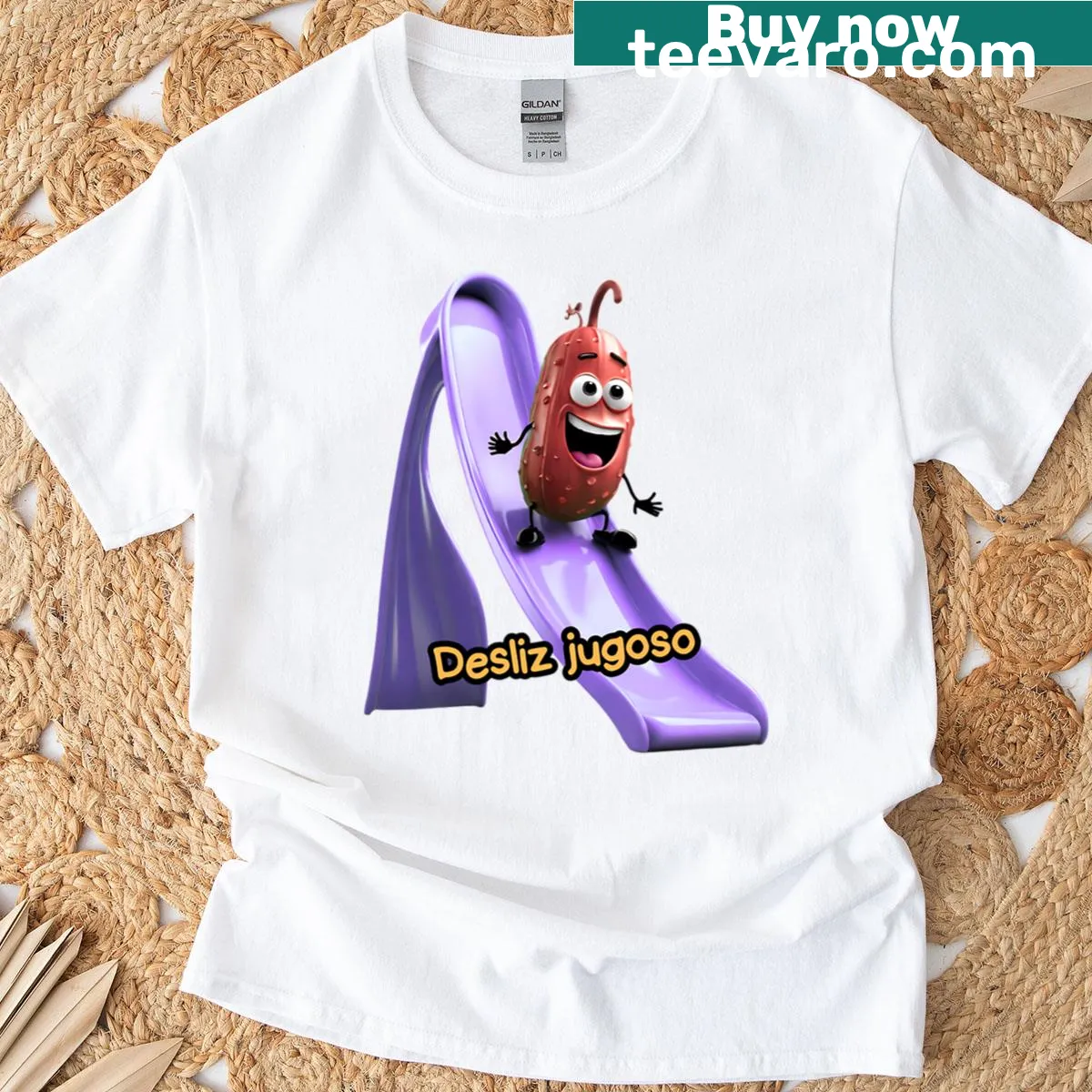 Funny cucumber graphic t-shirt with playful slogan. — on a men's t-shirt