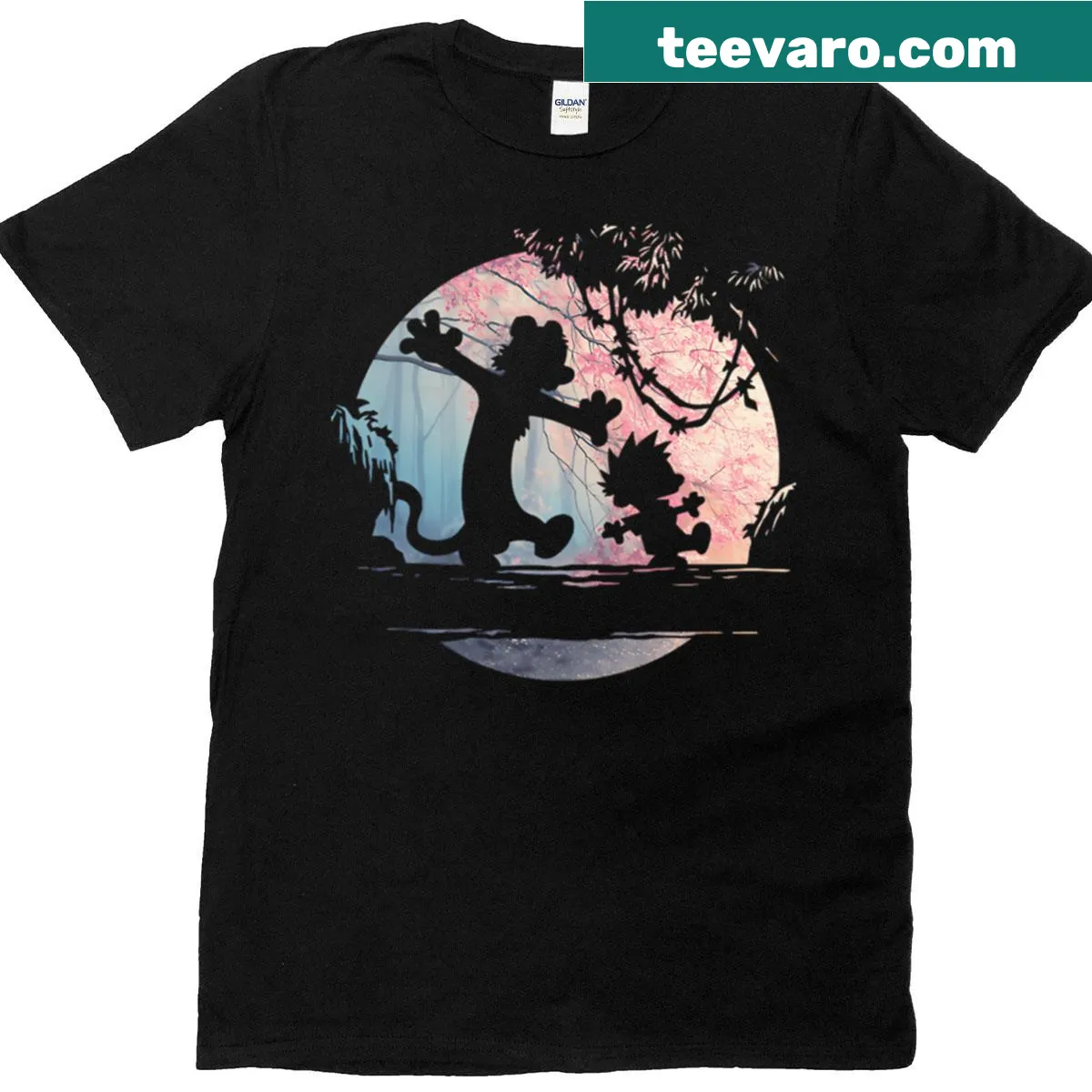 Oversized T-shirt featuring whimsical woodland animals in illustration — on a men's t-shirt