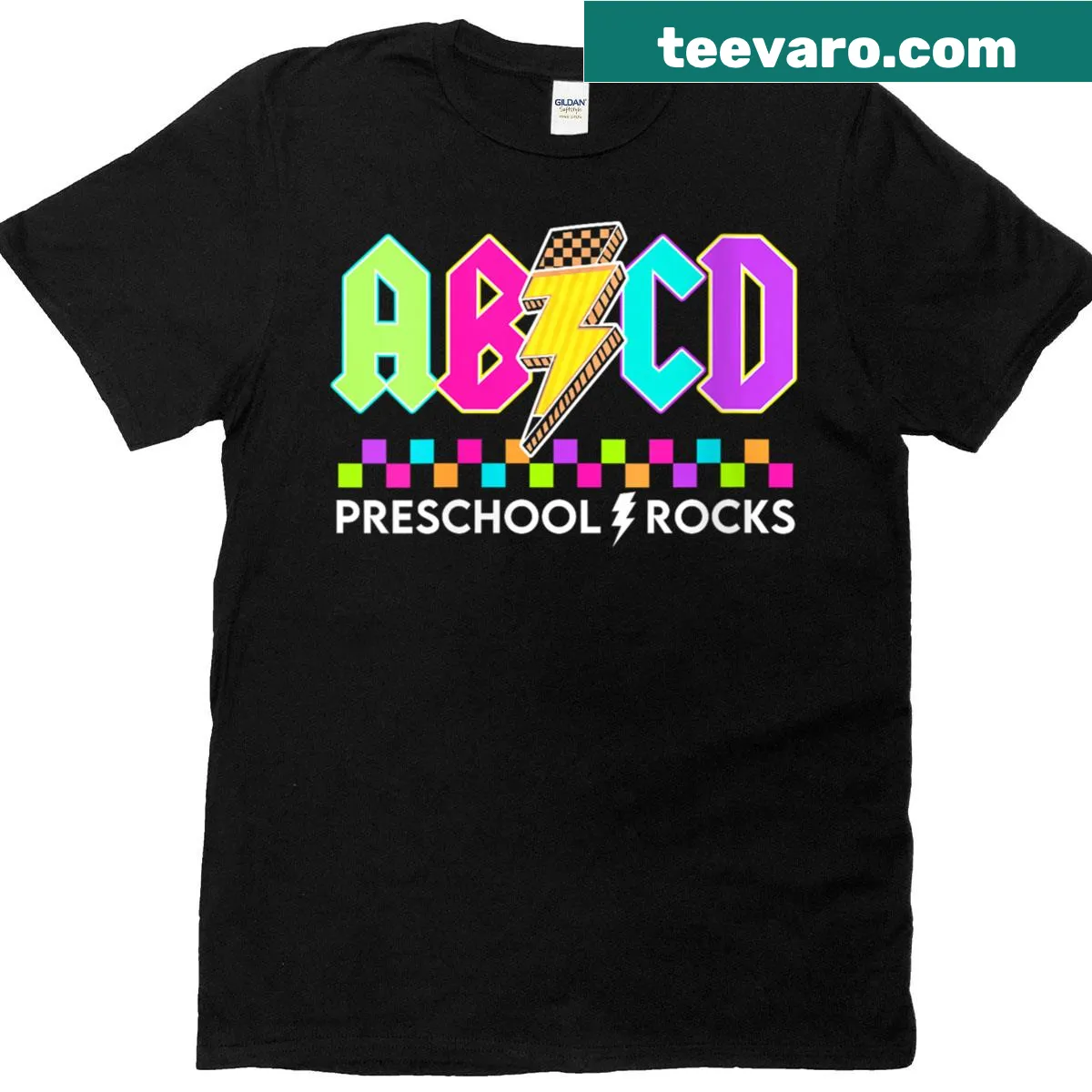 Teacher-themed shirt celebrating preschool education with fun graphics — on a men's t-shirt