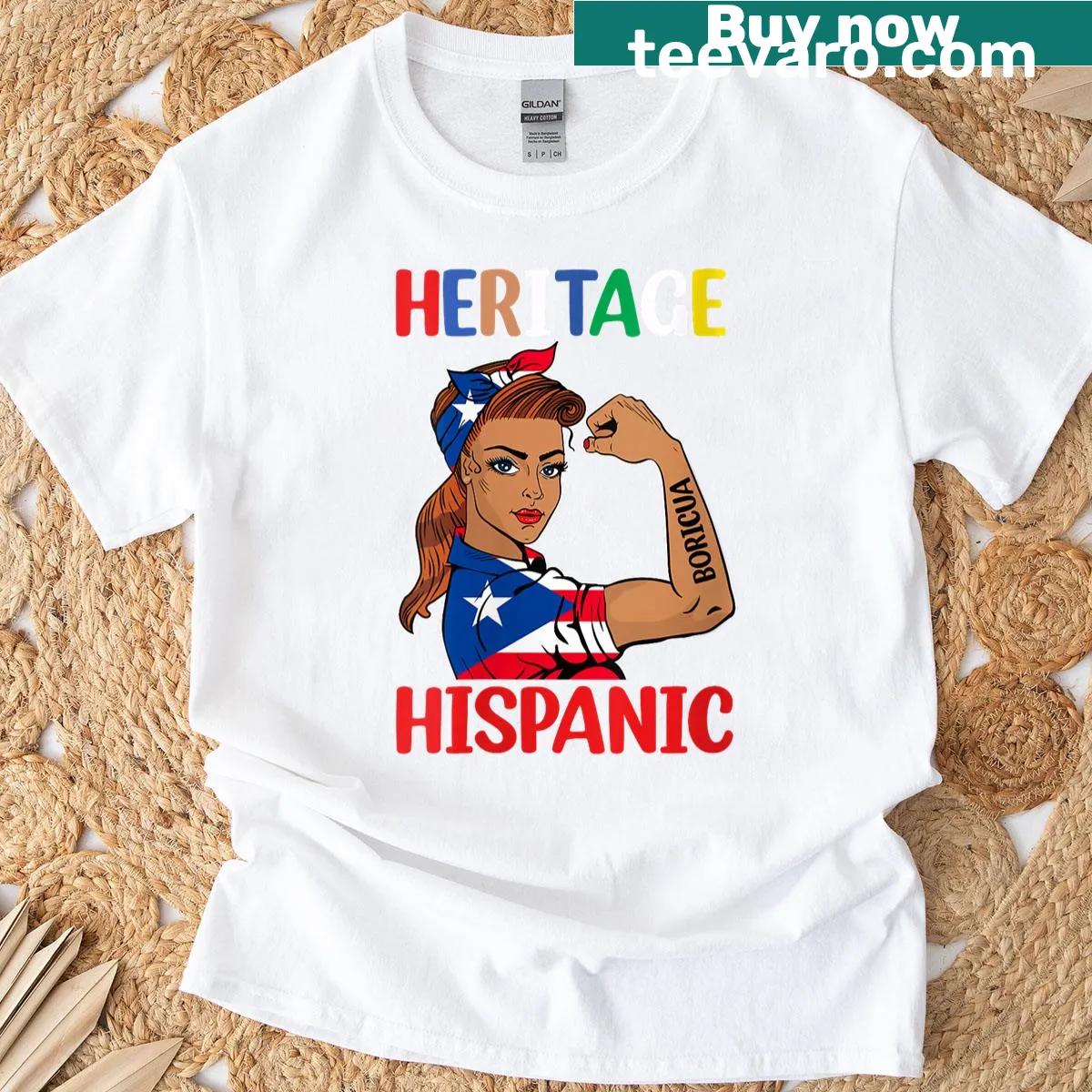 Boricua Puerto Rico tribute typography T-shirt — on a men's t-shirt